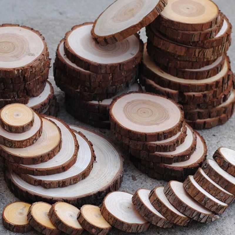 2-10cm naturlige træplanker til hjemmebryllupsdekoration runde træplade håndlavet håndværk diy scrapbooking materiale