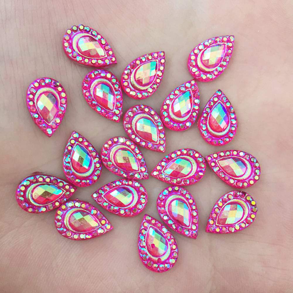 100 stks AB Hars 7*12mm Pauw Teardrop Plaksteen strass Bruiloft Versiering diy applicaties SK21 * 2