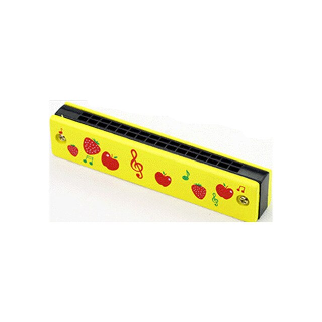 16 Holes Harmonica for Beginners 5 Inches Wooden Educational Baby Kids Children Harmonica Toy Musical Instrument: Strawberry