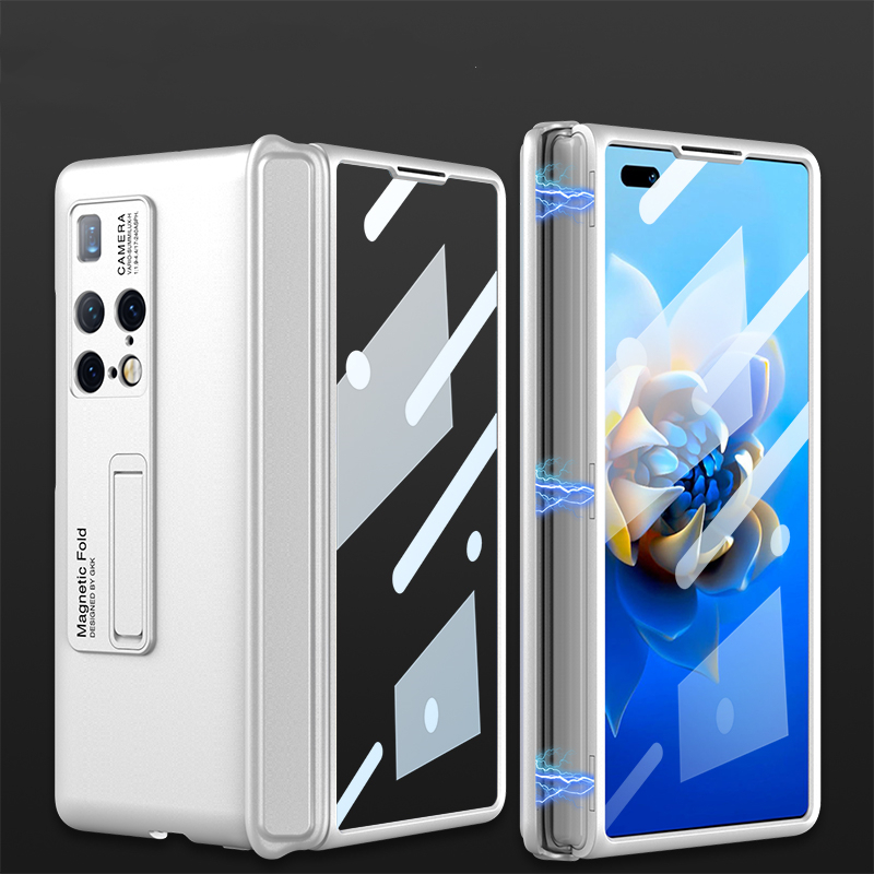 Voor Huawei Mate X2 Case Magnetische Scharnier Cover Voor Huawei Mate X2 Volledige Bescherming Hard Pc Houder Case: White