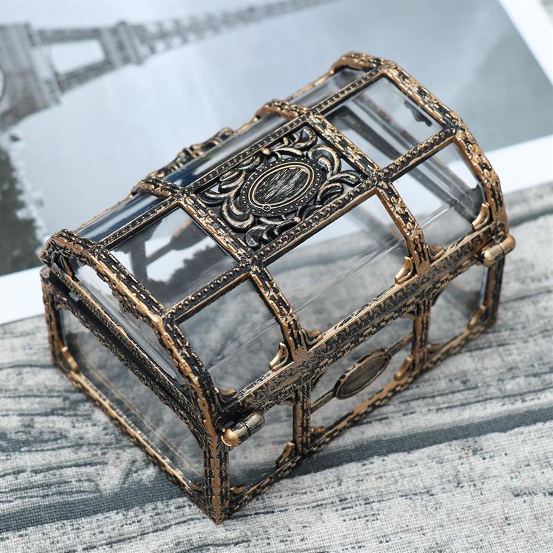 Retro Plastic Transparent Pirate Treasure Box Crystal Gem Jewelry Box Storage Organizer Trinket Keepsake Treasure Chest