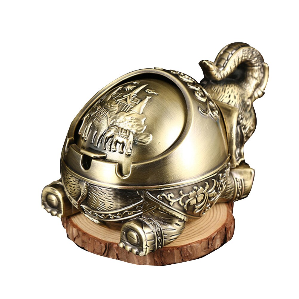 éliminateur d'odeur bureau coupe-vent éléphant forme avec couvercle cendrier en métal salon intérieur extérieur bureau Vintage sculpté à la main: F