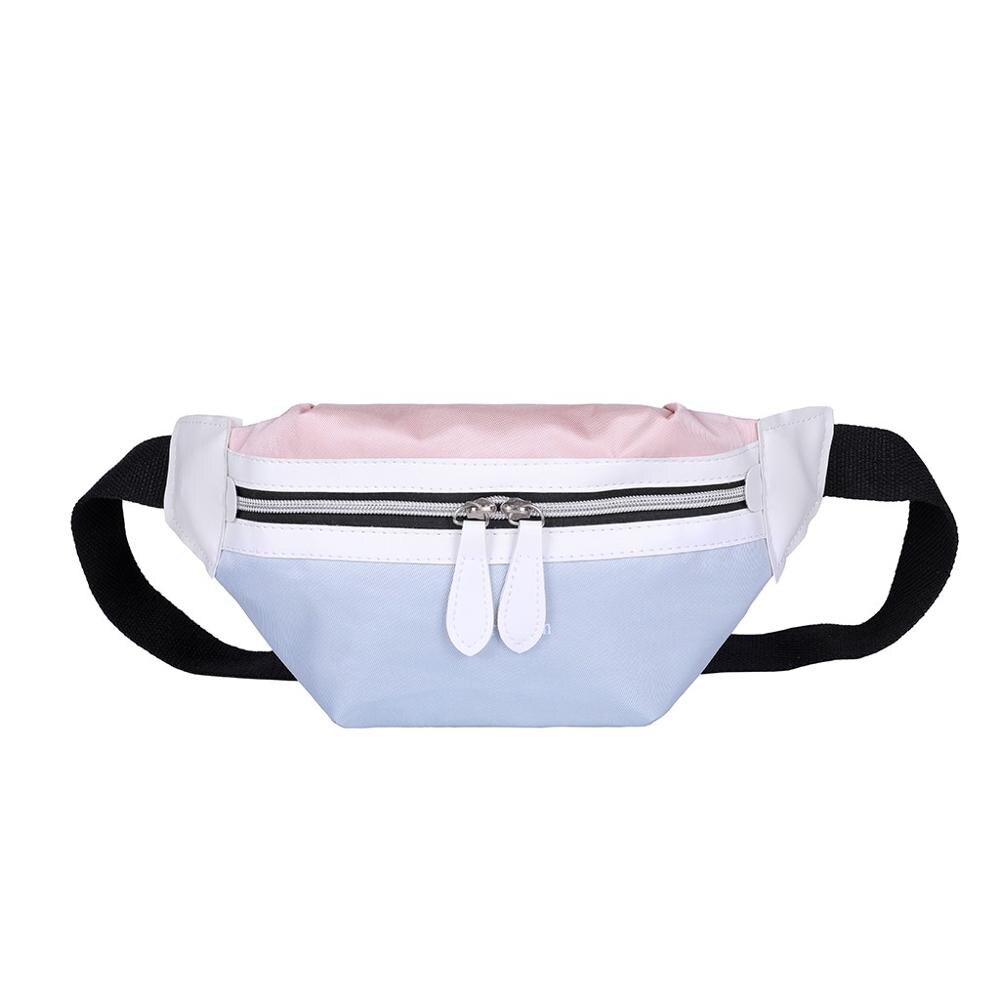 Frauen Leinwand Patchwork Farbe Schulter Crossbody Brust Taschen Packs Weibliche Gürtel Tasche Schwarz Koreanische Stil Taille Pack/ E