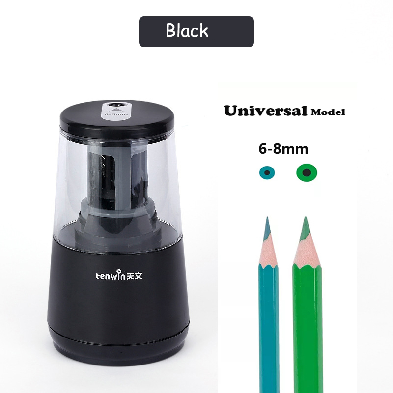 Sacapuntas eléctrico automático grande, papelería de alta resistencia para lápices de colores, USB mecánico para niños y artistas: 8008 Black