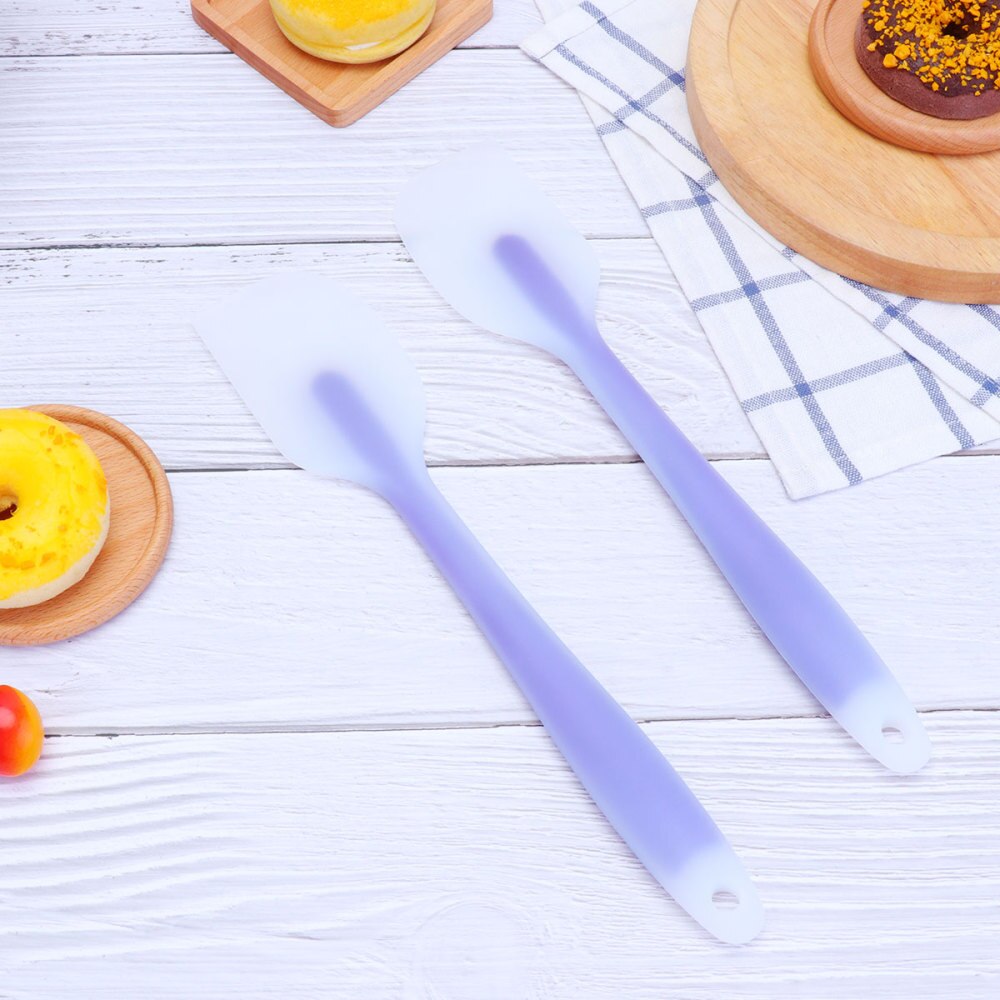 2pcs Silicone Cream Scraper Large Size Silicone Scraper Translucent Cream Scraper Cake Spatula Baking Tools for Home Restaurant(: Purple