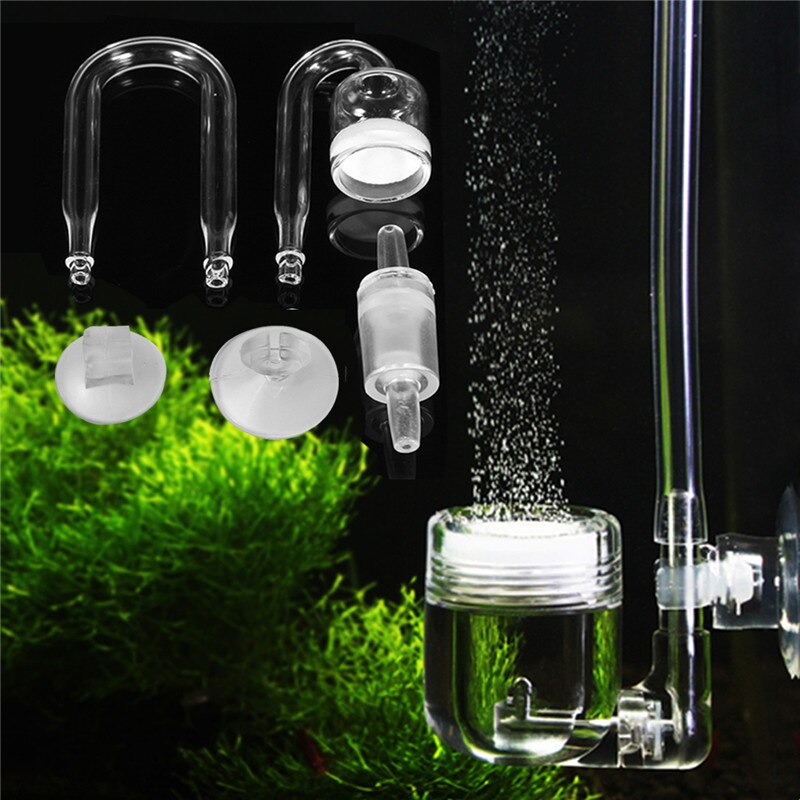 1 set akvarium  co2 system diffusor backventil u-formad glasrör böj tillbehör gör-det-själv för akvarium akvarium