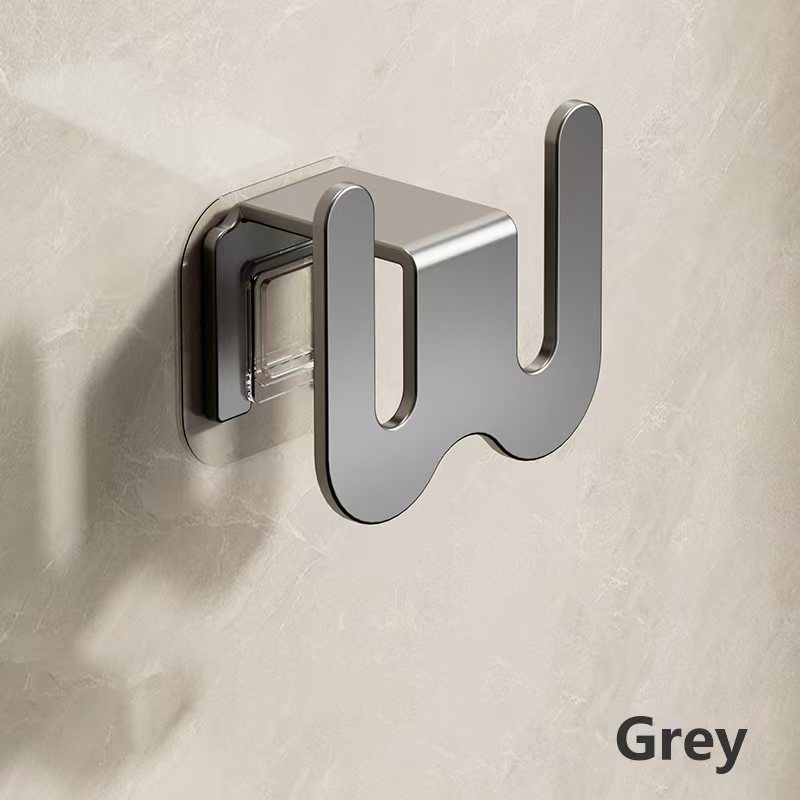 Estante de almacenamiento de zapatos Simple, estante para zapatillas de baño, puerta de baño no perforada montada en la pared con gancho de drenaje en la pared trasera: Gris claro
