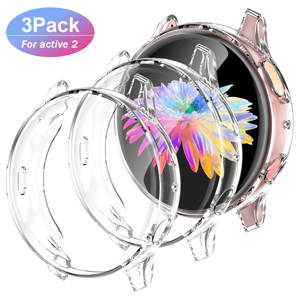 Pecpect etui til samsung galaxy watch active 2 cover 44mm 40mm 3 pack soft full covers skærmbeskytter til active 2 smartwatch: 3 klar / Aktiv 2 44mm