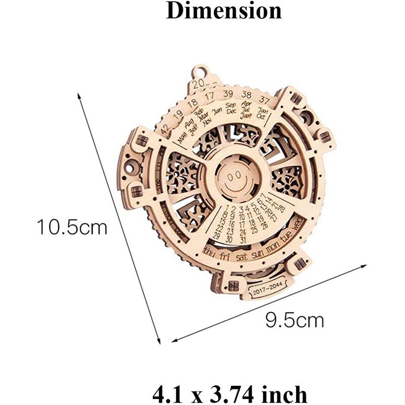 Eeuwigdurende Kalender 3D Diy Puzzels Speelgoed Creatieve Houten Mechanische Transmissie Carving Building Graveren