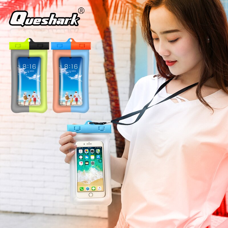 Bolsa de teléfono impermeable de Trekking por río desbloqueo de huellas dactilares bolsa de aire flotante para teléfono bolsa de agua de playa de buceo al aire libre