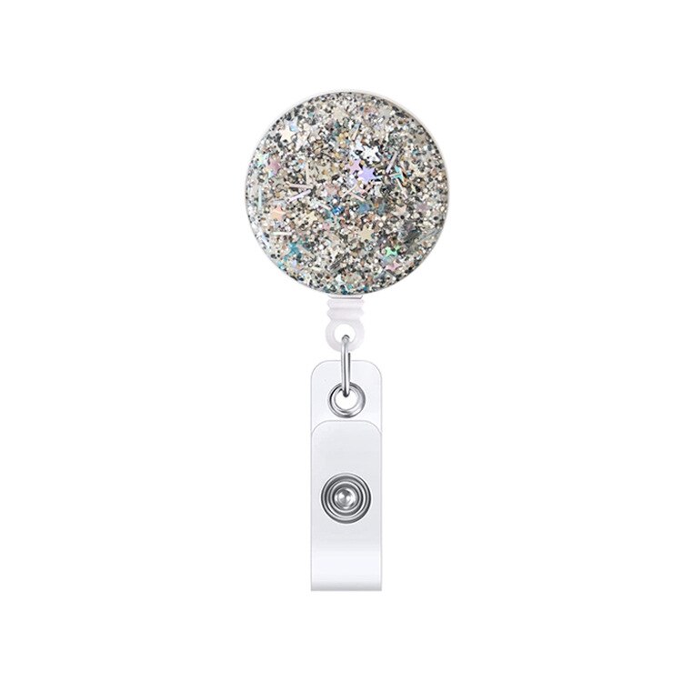 1 Piece Retractable Glitter Nurse Reel Badge Holder Clip Student ID Card Holder Keychain Lanyard: 6