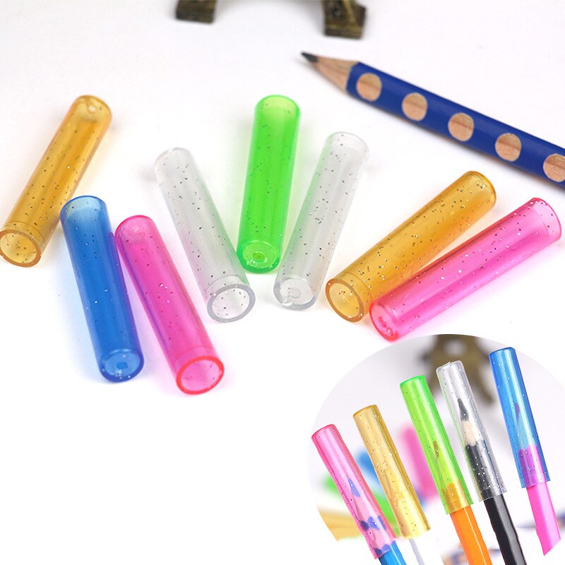 20pcs Pencil Cap Colorful Cute Plastic Pencil Protection Cap Kawaii Stationery Pencil Extender Pen Topper school office supplies