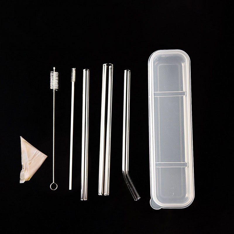 6 pièces nouvelles pailles à boire en verre avec brosse pour les pailles de fête d'anniversaire de mariage
