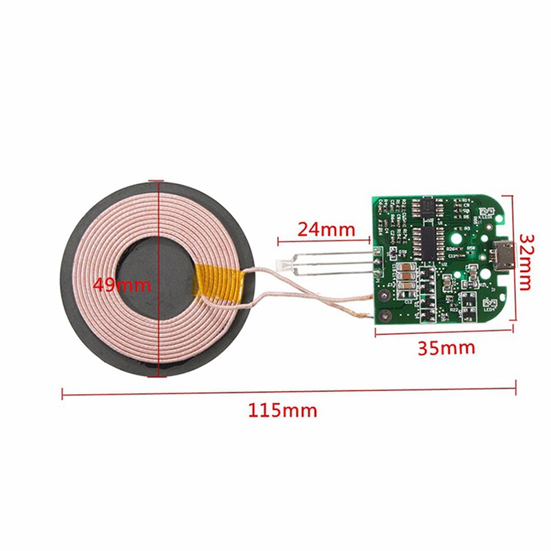 Q5 trådløs oplader pcba printkort trådløs opladning mikro usb port gør det selv hurtig opladning indbygget opladning telefoner modtager