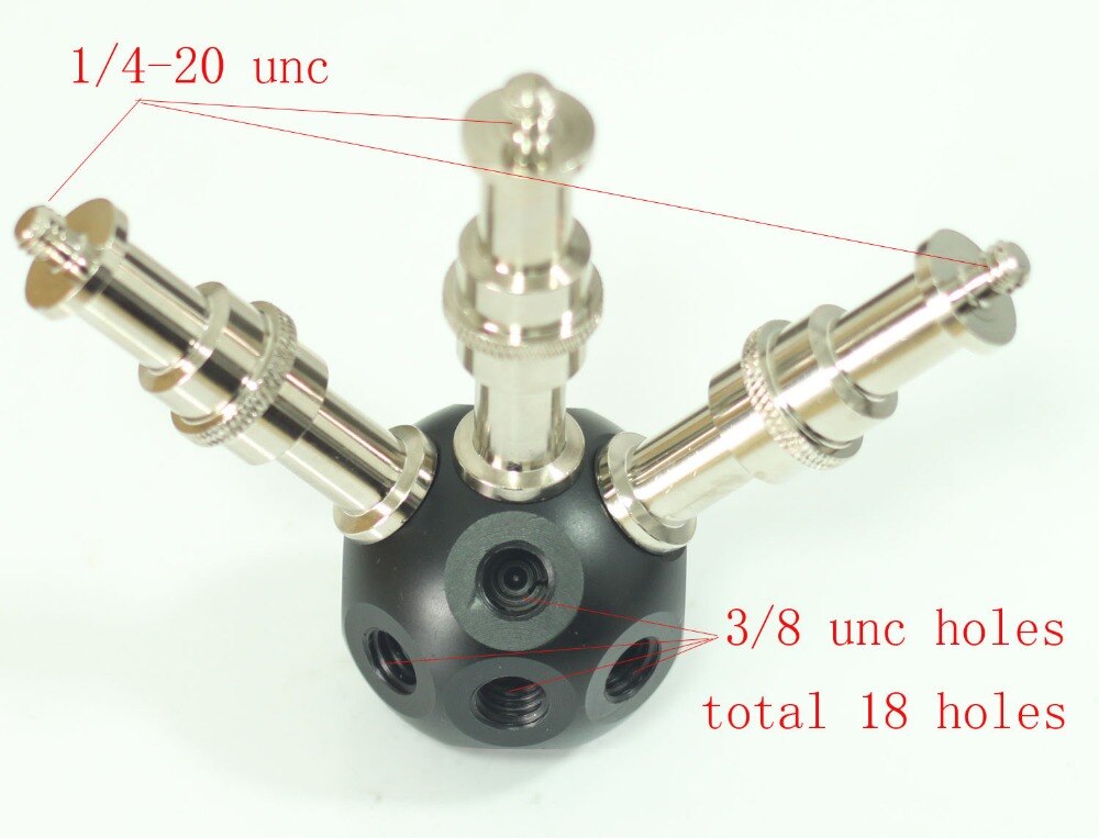 Multifunktionale Magie Ball 3/8 "Löcher mit 3 stücke 3/8" stecker auf 1/4 "männlichen Adapter stativ kamera