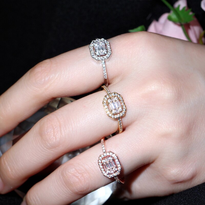 Cwwzircons erittäin kiiltävä kuutio zirkonia tasoittaa rakkaus ruusukulta sormukset naisille kihlasormukset häänauha boho korut  r159