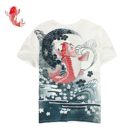 Veste de baseball de luxe pour les femmes et les hommes printemps automne vent chinois Sakura Koi brodé vestes Harajuku: white t / M