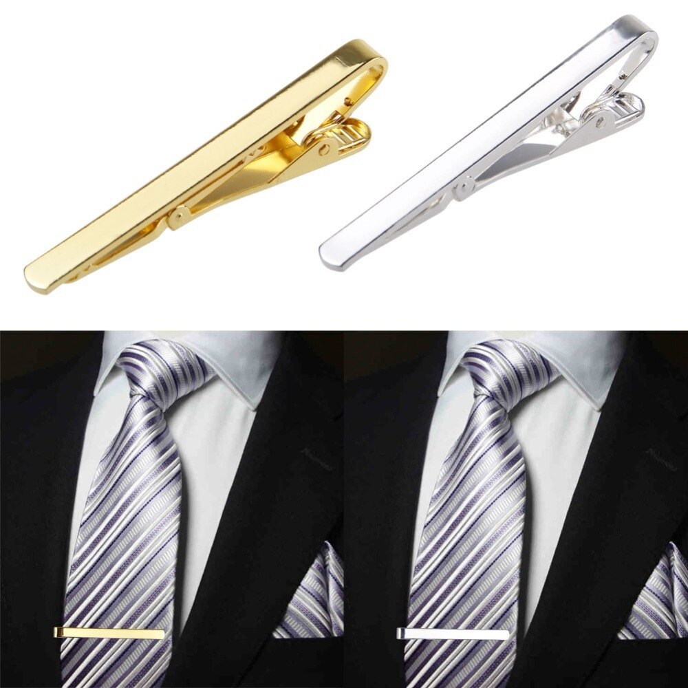 Broche de Metal para corbata para hombre, pasador de acero inoxidable para negocios, color dorado y plateado