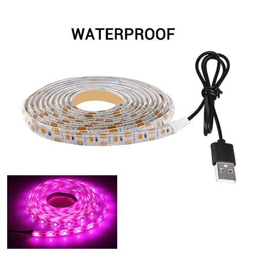 5v usb led vækstlys fuldt spektrum led strip 2835 60 leds/m phyto lampe til planter desktop vækst lys frøplante blomster plante lampe: Ip65 vandtæt / 0.5m