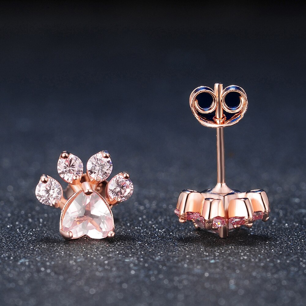 ROXI Bärentatze Katze Klaue Schmuck setzt für Frauen Rose Gold Ringe Zucht Ohrringe Halskette Armbinde Hochzeit Rosa Kristall CZ liebe