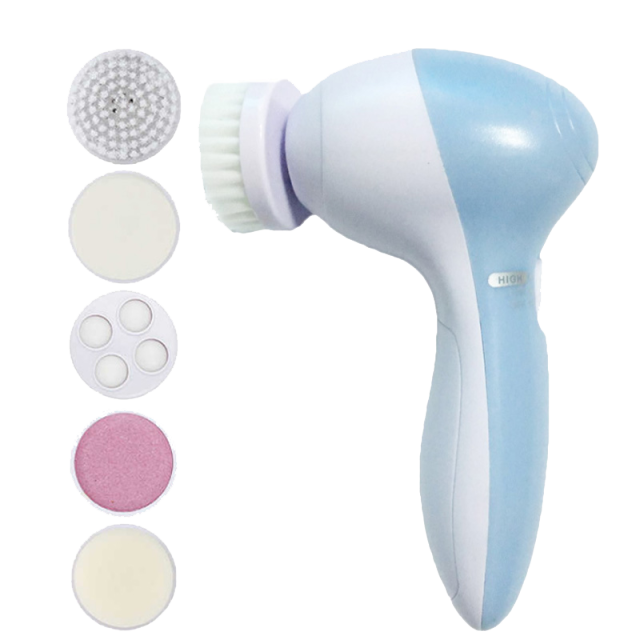 5 In 1 Elektrische Wassen Gezicht Machine Facial Pore Cleaner Cleansing Massage Skin Beauty Massager Borstel Schoon Borstels: Blue Cleaner