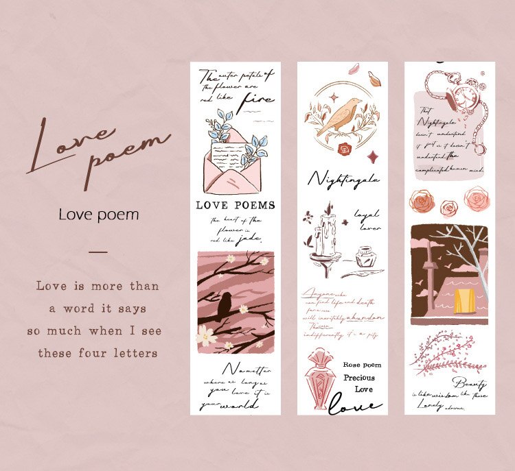 30mm*3m Kawaii Cute Swan Lake Garden Washi Tape Stickers Scrapbooking Masking Tapes School Office Supplies Bullet Journal sl2878: love poem