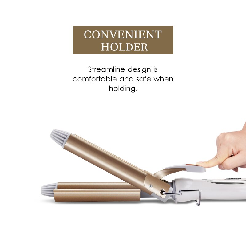 100%  originele kemei-haarkrultangen, keramische driecilinder-haarstyler, haargolf-stylingtools, elektrische krultangen