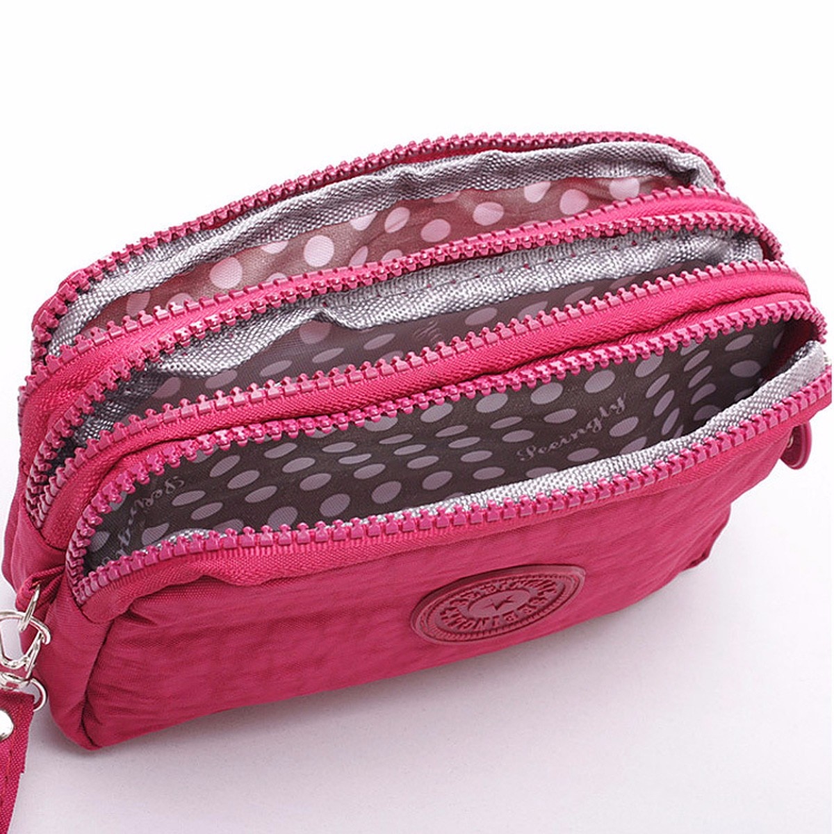 Coin purse ladies mobile phone bag small wallet business card holder multifunctional three zipper mini canvas bag girl