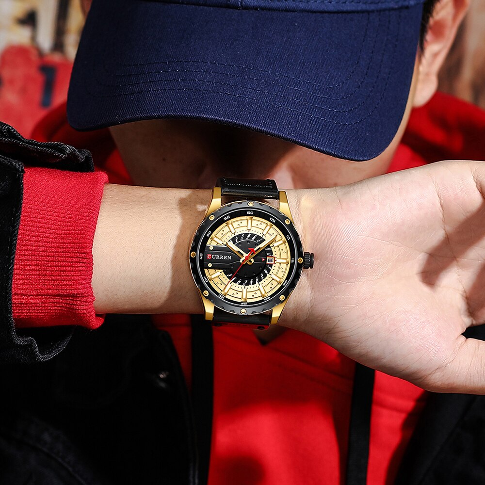 Curren Horloges Top Brand Leather Horloge Casual Quartz Heren Horloge Chic Lichtgevende Handen Klok
