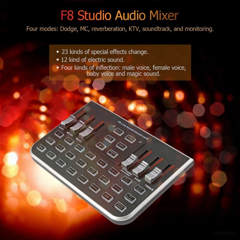 F8 4 moduser studio o mikser mikrofon webcast underholdning streamer bo lydkort til telefon datamaskin pc