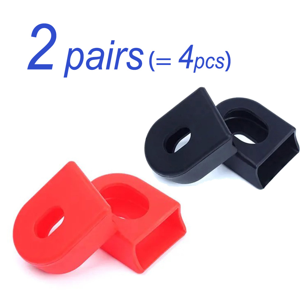 RISK 2/4pcs Silicone Bicycle Crank Protector Cover MTB Road Bike Universal Crankset Arm Protective Case Cap Sleeves: Red