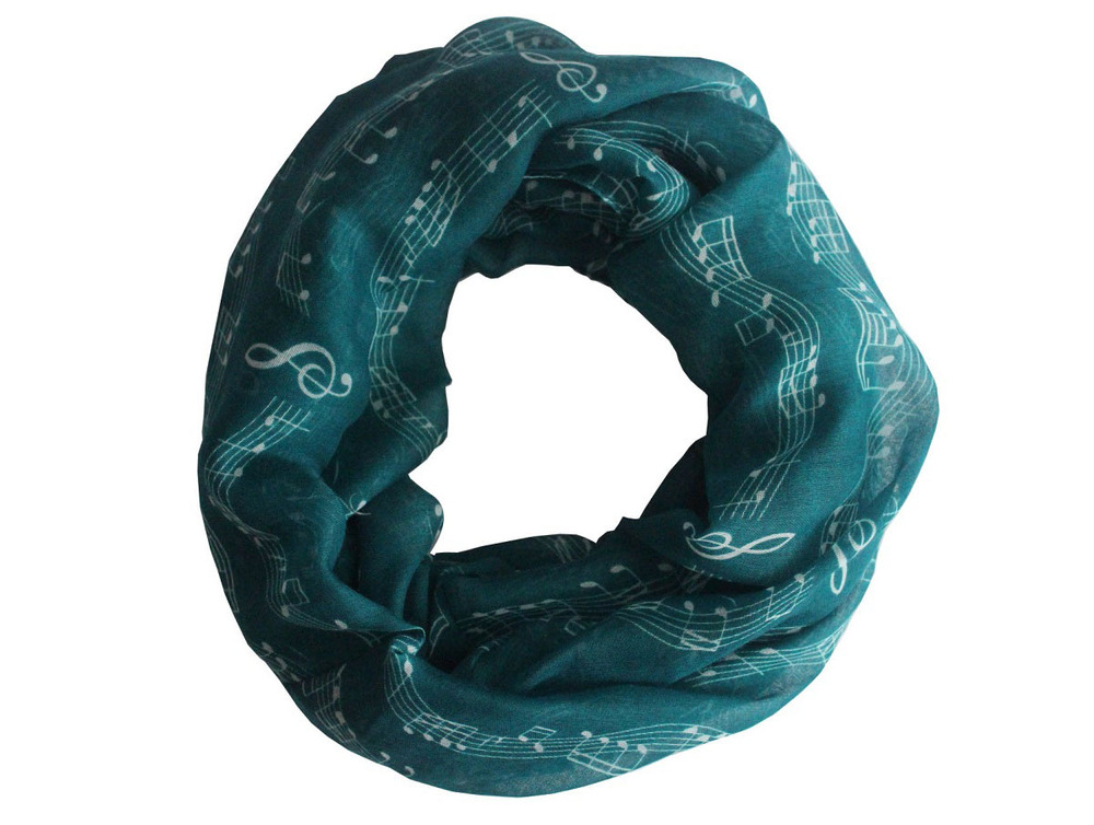 FOXMOTHER, , bufandas blancas a la con estampado de letras y notas musicales, hojas de notas y Piano, para madres y mujeres: Teal Blue