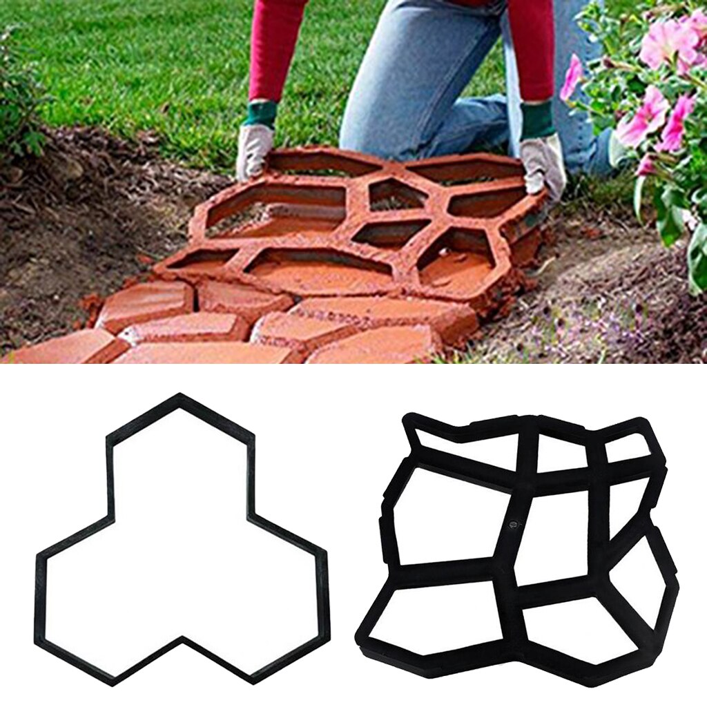 2 Pieces Garden Pathway Stepping Stones Mold Paving Driveway Mould Making