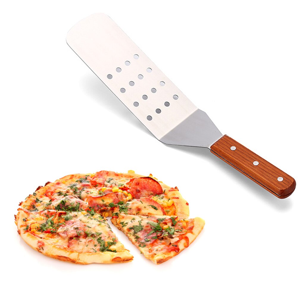 Kitchen Gadgets Stainless Steel BBQ Turner Restaurant Grilling Cooking Utensils Riveted Spatula Wood Handle