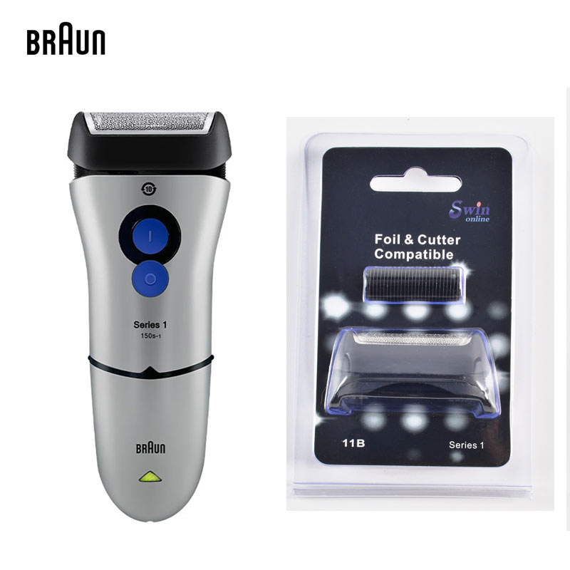 Braun Series 1 Herren-Elektrorasierer 150S-1, schwimmender Kopf, wasserdicht, wiederaufladbar, Elektrorasierer: Orange