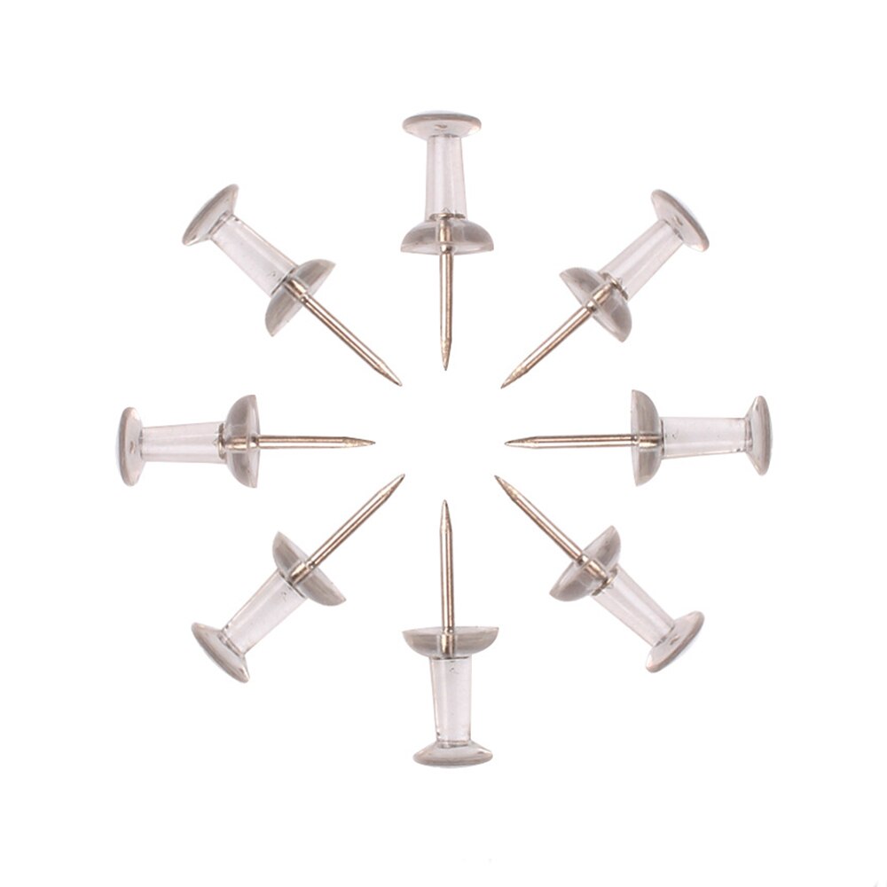50pcs Push Pins Transparent Plastic head with Metal Point Thumb Tacks Marking Pins Wall Tacks Map Pins for Bulletin Cork Board
