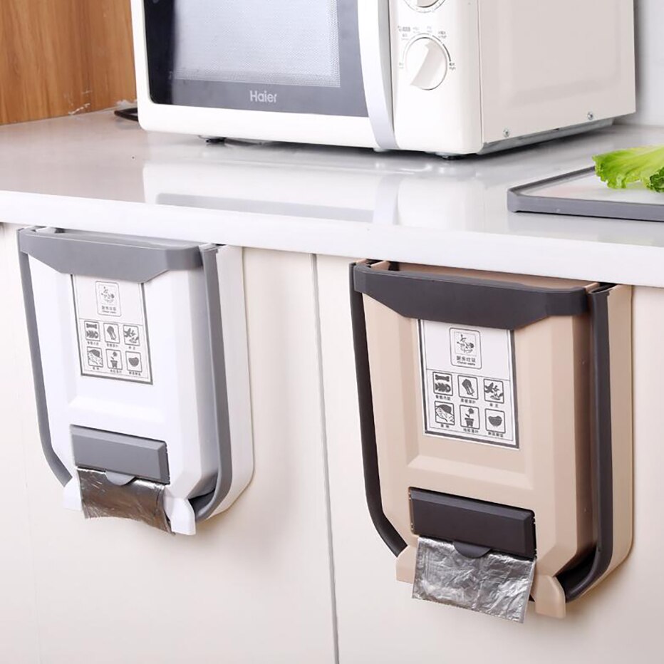 Cubo de basura plegable para cocina, cesta de almacenamiento para basura, porta bolsa de basura, cubo de basura de coche