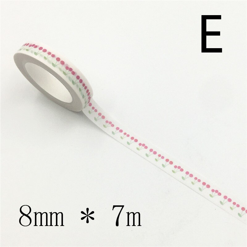 Autocollant amour et feuilles pour scrapbooking, étiquette scrapbooking, ruban de masquage décoratif, matériel en papier, Album Photo Escolar, Washi, Diy bricolage, 7m * 8mm: E