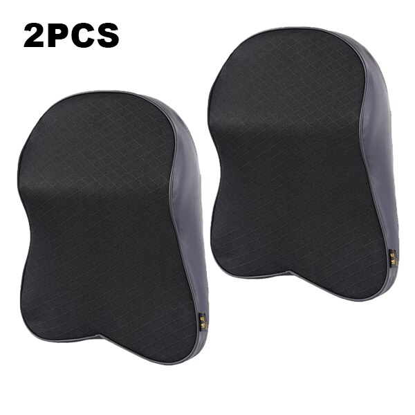 Auto Kussens 3D Memory Foam Warme Auto Nekkussen PU Leer Auto Zitkussen Universele Lumbale Terug Ondersteuning Auto Accessoires: 2 PCS Pillow