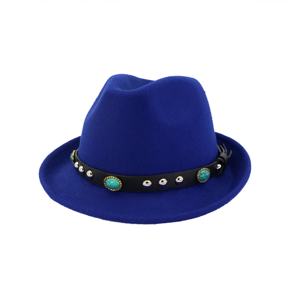Sombrero de vaquero occidental informal clásico para hombre, gorra de ala ancha enrollada, Sombrero ecuestre de Jazz con correa de cinta: navy blue