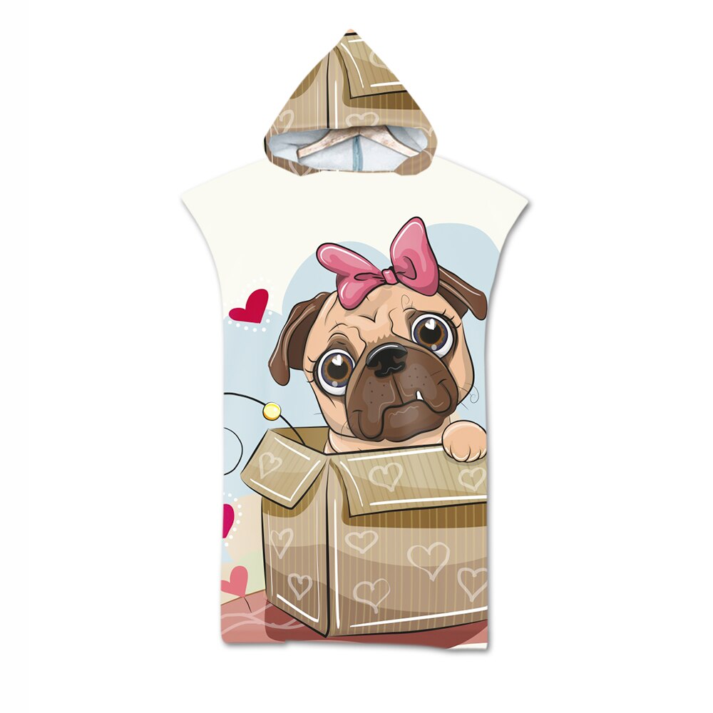 Microfiber Wetsuit Changing Robe Poncho With Hood Cute Animal Printed Quick Drying Beach Hooded Towel For Swim Surf Bathrobe: 3