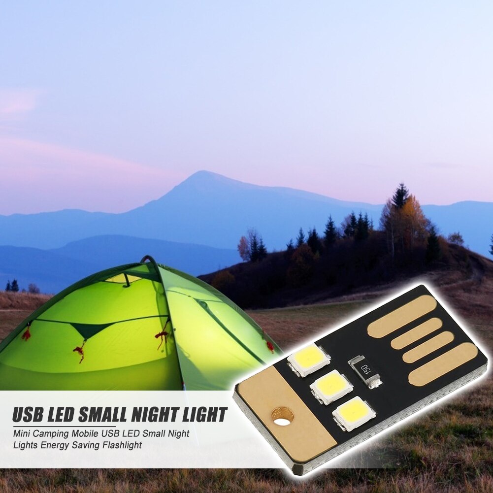 Outdoor Mini Slim For Camping Night Hiking Tent Lamp Light Portable Energy Saving Flashlight Mobile USB LED Small Lighting Tool