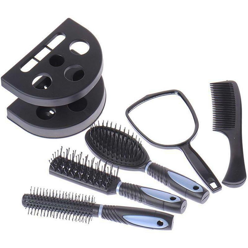 Conjunto de 5 cepillos peine , masaje de cuidado del cabello con espejo, herramienta de estilismo rizado húmedo/Seco, 5 unidades