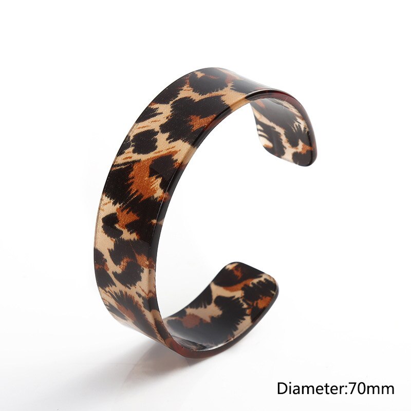 De de carey brazalete acrílico brazaletes anchos pulsera para las mujeres Vintage resina ronda leopardo joyas de boda de última de una pieza: 022