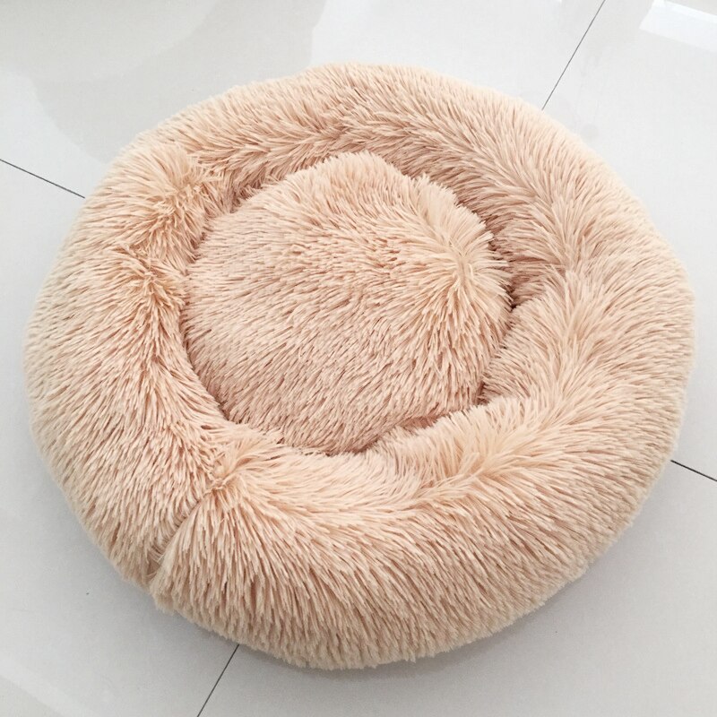 Lits de chien calmant confortable pour les grands petits chiens moyens chiot Labrador étonnamment chat guimauve lit lavable en peluche lit pour animaux de compagnie: light brown / 40cm-15.7in