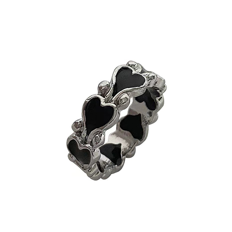 Stile Punk in metallo che ripristina antichi modi è rosso e nero anello a catena anello anello anello donna gioielli da sposa regalo: 1