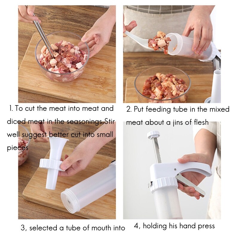 Sausage Salami Maker Meat Filling Tools for Sausage Meat Stuffer Filler Hand Operated Sausage Machines Funnel Nozzle