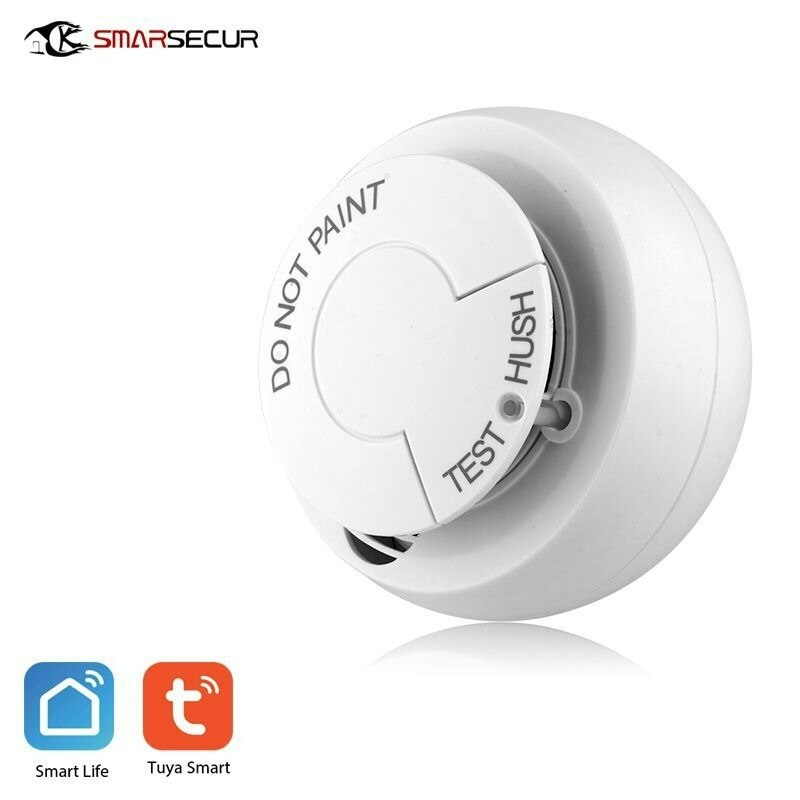 Tuya WIFI Smoke Detector Fire Protection Alarm Sensor Independent Wireless Battery Operated Smart Life Push Alert Home Security