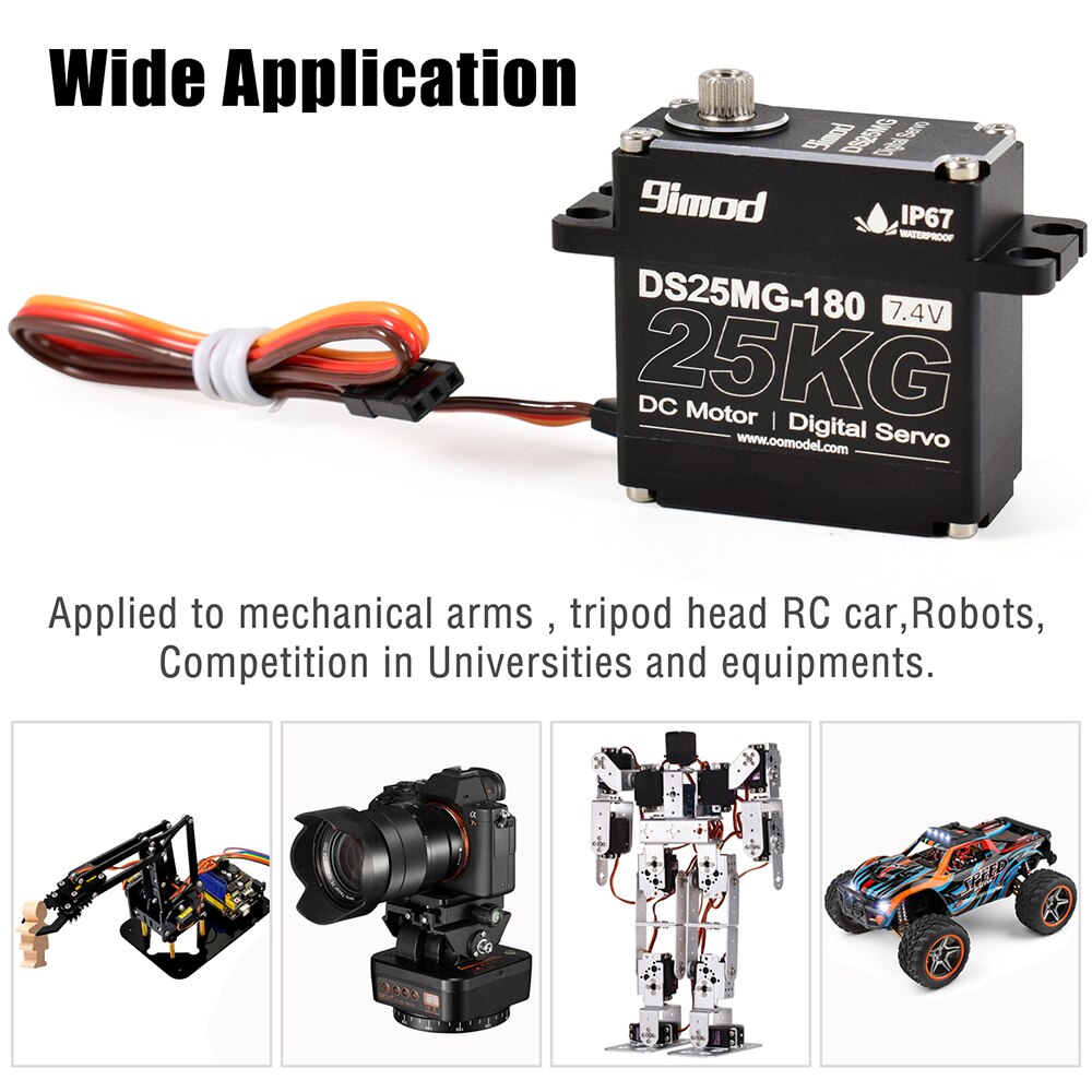 9imod DS25MG 25kg Waterpoof Servo 180°/270° Full Aluminum Case Metal Gear High Torque for 1/8 1/10 1/12 RC Car/Robot/Boat DIY