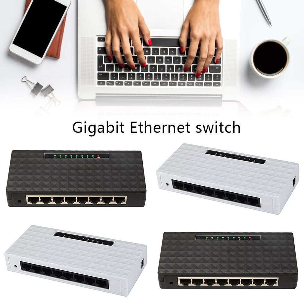 8-port Wireless Network Switch Gigabit Lan Poe Ethernet Hub Adapter Ethernet Switch EU/US PLUG Cn(origin) Black/white Plastic 10